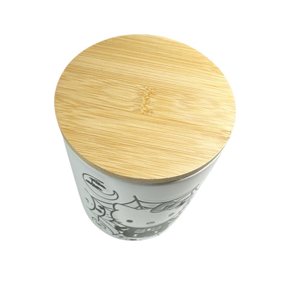 NEW Sanrio HELLO KITTY HALLOWEEN SKELETON Canister with Wooden Lid - Picture 2 of 6